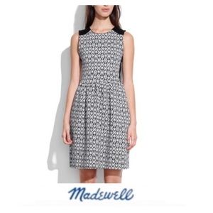 Madewell Black & White Diamond Jacquard Dress